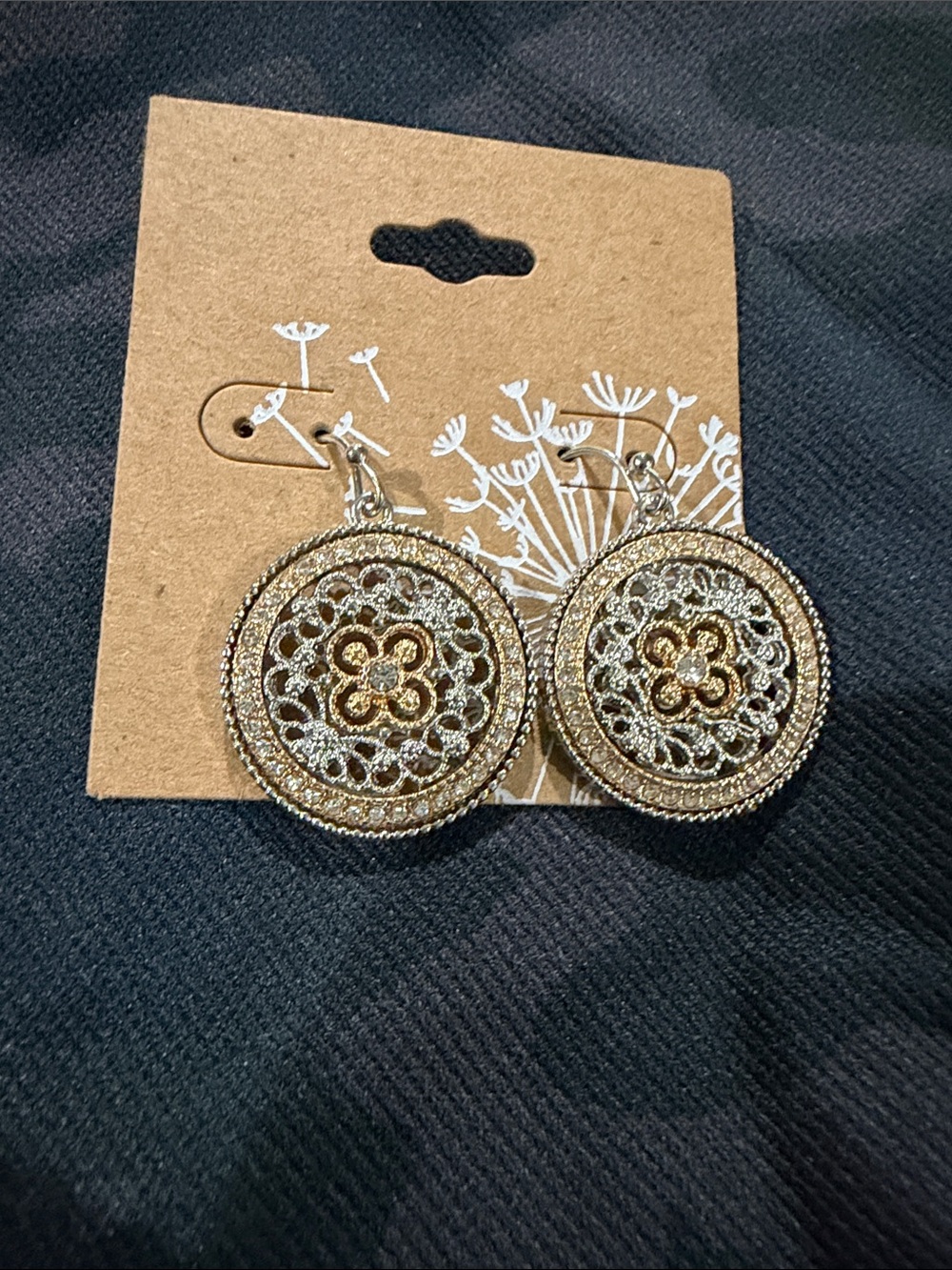 Gold and Silver Filigree Round Drop Earrings - Women Jewelry